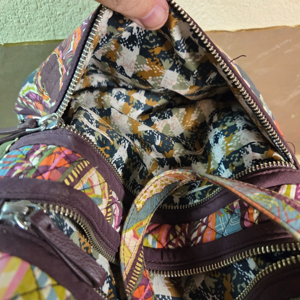 Vera Bradley Plum Crazy Purple Floral Crossbody Shoulder Bag Cloth Fabric Purse - Picture 3 of 8